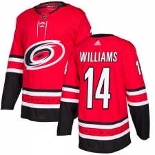 Men's Adidas Carolina Hurricanes #14 Justin Williams Authentic Red Home NHL Jersey