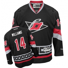 Men's Reebok Carolina Hurricanes #14 Justin Williams Authentic Black Third NHL Jersey