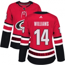 Women's Adidas Carolina Hurricanes #14 Justin Williams Authentic Red Home NHL Jersey