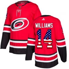 Youth Adidas Carolina Hurricanes #14 Justin Williams Authentic Red USA Flag Fashion NHL Jersey