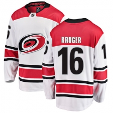 Men's Carolina Hurricanes #16 Marcus Kruger Fanatics Branded White Away Breakaway NHL Jersey