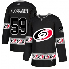Men's Adidas Carolina Hurricanes #59 Janne Kuokkanen Authentic Black Team Logo Fashion NHL Jersey
