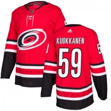 Men's Adidas Carolina Hurricanes #59 Janne Kuokkanen Authentic Red Home NHL Jersey