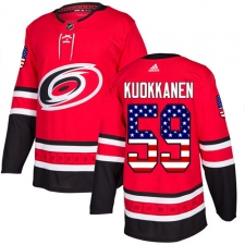 Men's Adidas Carolina Hurricanes #59 Janne Kuokkanen Authentic Red USA Flag Fashion NHL Jersey