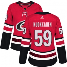 Women's Adidas Carolina Hurricanes #59 Janne Kuokkanen Premier Red Home NHL Jersey