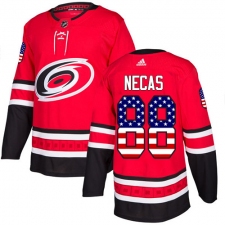 Men's Adidas Carolina Hurricanes #88 Martin Necas Authentic Red USA Flag Fashion NHL Jersey