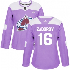 Women's Adidas Colorado Avalanche #16 Nikita Zadorov Authentic Purple Fights Cancer Practice NHL Jersey