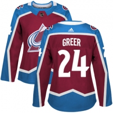 Women's Adidas Colorado Avalanche #24 A.J. Greer Authentic Burgundy Red Home NHL Jersey