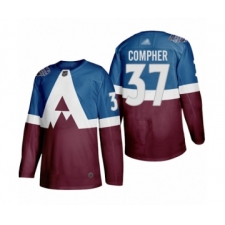Men's Colorado Avalanche #37 J.T. Compher Authentic Burgundy Blue 2020 Stadium Series Hockey Jersey