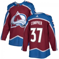 Youth Adidas Colorado Avalanche #37 J.T. Compher Authentic Burgundy Red Home NHL Jersey