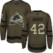 Men's Adidas Colorado Avalanche #42 Sergei Boikov Authentic Green Salute to Service NHL Jersey