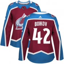 Women's Adidas Colorado Avalanche #42 Sergei Boikov Authentic Burgundy Red Home NHL Jersey