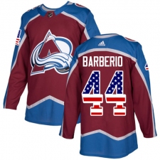 Men's Adidas Colorado Avalanche #44 Mark Barberio Authentic Burgundy Red USA Flag Fashion NHL Jersey