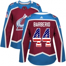 Women's Adidas Colorado Avalanche #44 Mark Barberio Authentic Burgundy Red USA Flag Fashion NHL Jersey