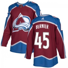 Youth Adidas Colorado Avalanche #45 Jonathan Bernier Authentic Burgundy Red Home NHL Jersey