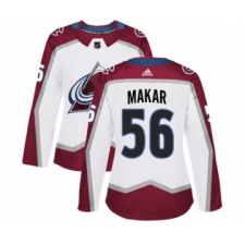 Women's Adidas Colorado Avalanche #56 Cale Makar Authentic White Away NHL Jersey