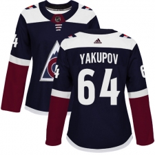 Women's Adidas Colorado Avalanche #64 Nail Yakupov Authentic Navy Blue Alternate NHL Jersey