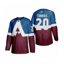 Men's Colorado Avalanche #20 Conor Timmins Authentic Burgundy Blue 2020 Stadium Series Hockey Jersey