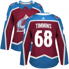 Women's Adidas Colorado Avalanche #68 Conor Timmins Authentic Burgundy Red Home NHL Jersey