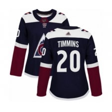 Women's Colorado Avalanche #20 Conor Timmins Authentic Navy Blue Alternate Hockey Jersey