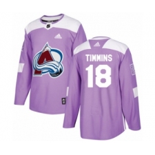 Youth Adidas Colorado Avalanche #18 Conor Timmins Authentic Purple Fights Cancer Practice NHL Jersey