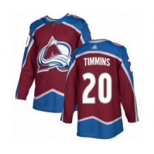 Youth Colorado Avalanche #20 Conor Timmins Authentic Burgundy Red Home Hockey Jersey