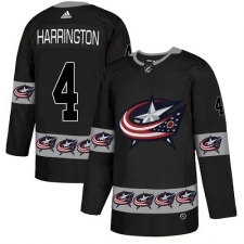 Men's Adidas Columbus Blue Jackets #4 Scott Harrington Authentic Black Team Logo Fashion NHL Jersey