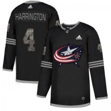 Men's Adidas Columbus Blue Jackets #4 Scott Harrington Black Authentic Classic Stitched NHL Jersey
