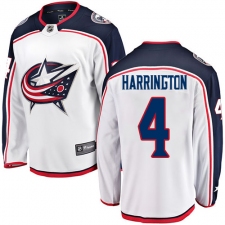 Men's Columbus Blue Jackets #4 Scott Harrington Fanatics Branded White Away Breakaway NHL Jersey
