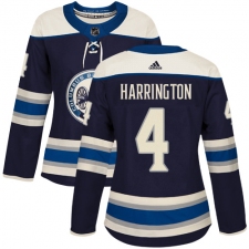 Women's Adidas Columbus Blue Jackets #4 Scott Harrington Authentic Navy Blue Alternate NHL Jersey