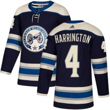 Youth Adidas Columbus Blue Jackets #4 Scott Harrington Authentic Navy Blue Alternate NHL Jersey