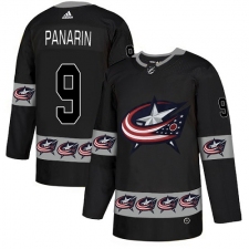 Men's Adidas Columbus Blue Jackets #9 Artemi Panarin Authentic Black Team Logo Fashion NHL Jersey