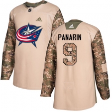 Youth Adidas Columbus Blue Jackets #9 Artemi Panarin Authentic Camo Veterans Day Practice NHL Jersey