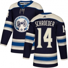 Men's Adidas Columbus Blue Jackets #14 Jordan Schroeder Authentic Navy Blue Alternate NHL Jersey