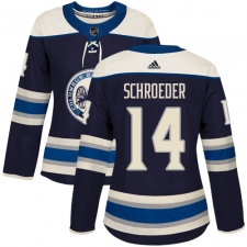 Women's Adidas Columbus Blue Jackets #14 Jordan Schroeder Authentic Navy Blue Alternate NHL Jersey