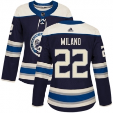 Women's Adidas Columbus Blue Jackets #22 Sonny Milano Authentic Navy Blue Alternate NHL Jersey