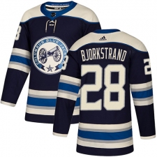 Men's Adidas Columbus Blue Jackets #28 Oliver Bjorkstrand Authentic Navy Blue Alternate NHL Jersey