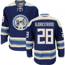 Women's Reebok Columbus Blue Jackets #28 Oliver Bjorkstrand Authentic Navy Blue Third NHL Jersey