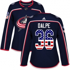 Women's Adidas Columbus Blue Jackets #36 Zac Dalpe Authentic Navy Blue USA Flag Fashion NHL Jersey