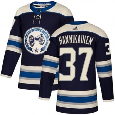 Men's Adidas Columbus Blue Jackets #37 Markus Hannikainen Authentic Navy Blue Alternate NHL Jersey