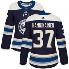 Women's Adidas Columbus Blue Jackets #37 Markus Hannikainen Authentic Navy Blue Alternate NHL Jersey