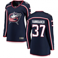 Women's Columbus Blue Jackets #37 Markus Hannikainen Fanatics Branded Navy Blue Home Breakaway NHL Jersey
