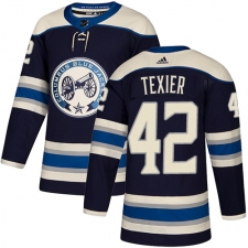 Men's Adidas Columbus Blue Jackets #42 Alexandre Texier Authentic Navy Blue Alternate NHL Jersey