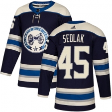 Men's Adidas Columbus Blue Jackets #45 Lukas Sedlak Authentic Navy Blue Alternate NHL Jersey