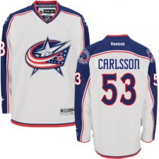 Women's Reebok Columbus Blue Jackets #53 Gabriel Carlsson Authentic White Away NHL Jersey