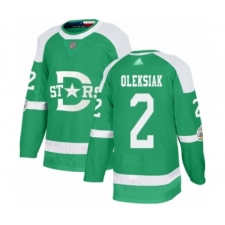 Men's Dallas Stars #2 Jamie Oleksiak Authentic Green 2020 Winter Classic Hockey Jersey
