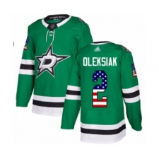 Men's Dallas Stars #2 Jamie Oleksiak Authentic Green USA Flag Fashion Hockey Jersey