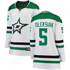 Women's Dallas Stars #5 Jamie Oleksiak Authentic White Away Fanatics Branded Breakaway NHL Jersey
