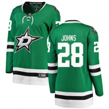 Women's Dallas Stars #28 Stephen Johns Authentic Green Home Fanatics Branded Breakaway NHL Jersey