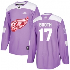 Men's Adidas Detroit Red Wings #17 David Booth Authentic Purple Fights Cancer Practice NHL Jersey